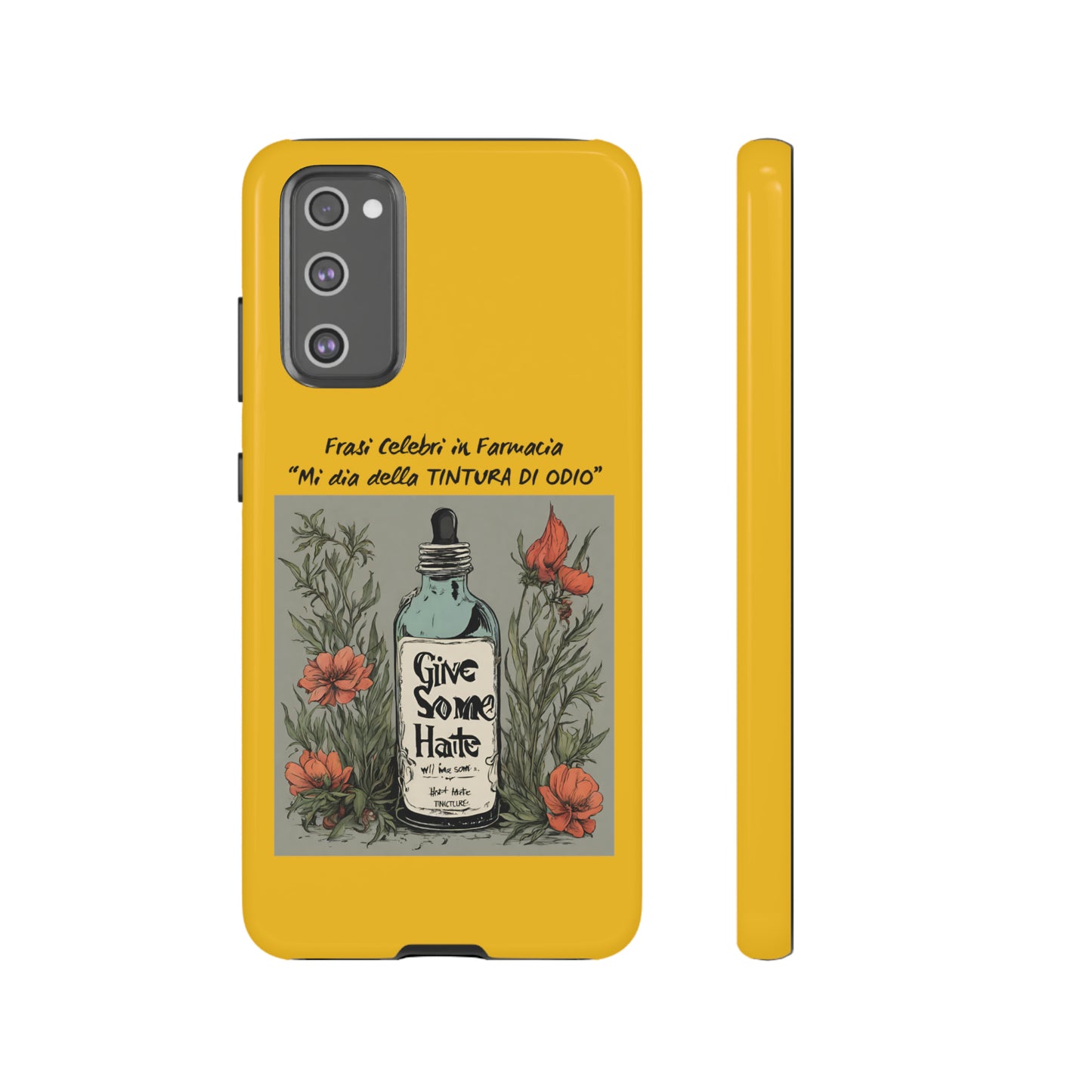 Cover iPhone/Samsung/Google Pixel "Tintura di Odio" collezione frasi celebri in farmacia