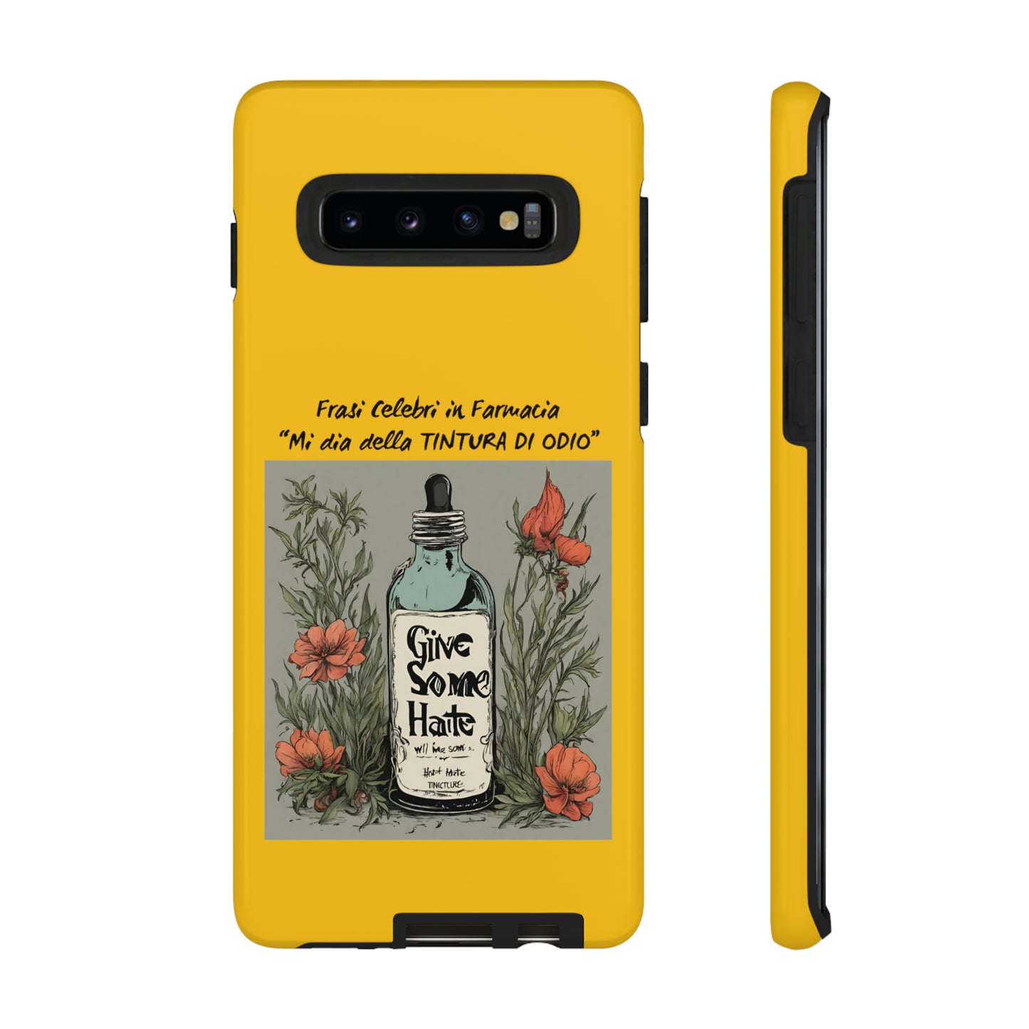 Cover iPhone/Samsung/Google Pixel "Tintura di Odio" collezione frasi celebri in farmacia