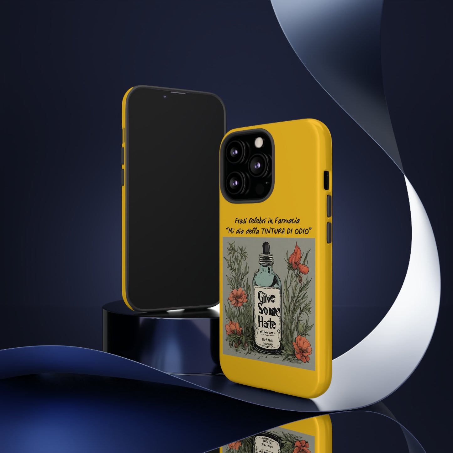 Cover iPhone/Samsung/Google Pixel "Tintura di Odio" collezione frasi celebri in farmacia