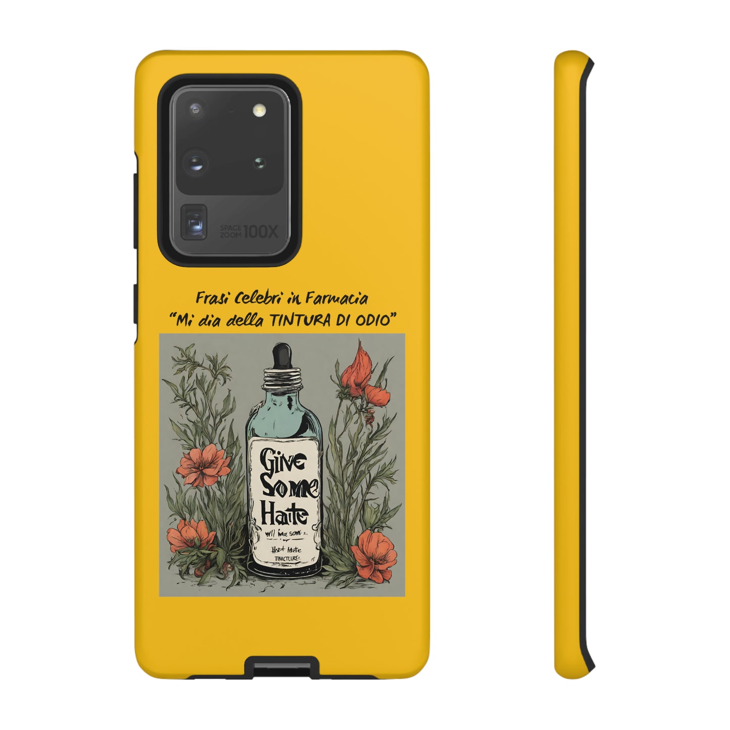 Cover iPhone/Samsung/Google Pixel "Tintura di Odio" collezione frasi celebri in farmacia