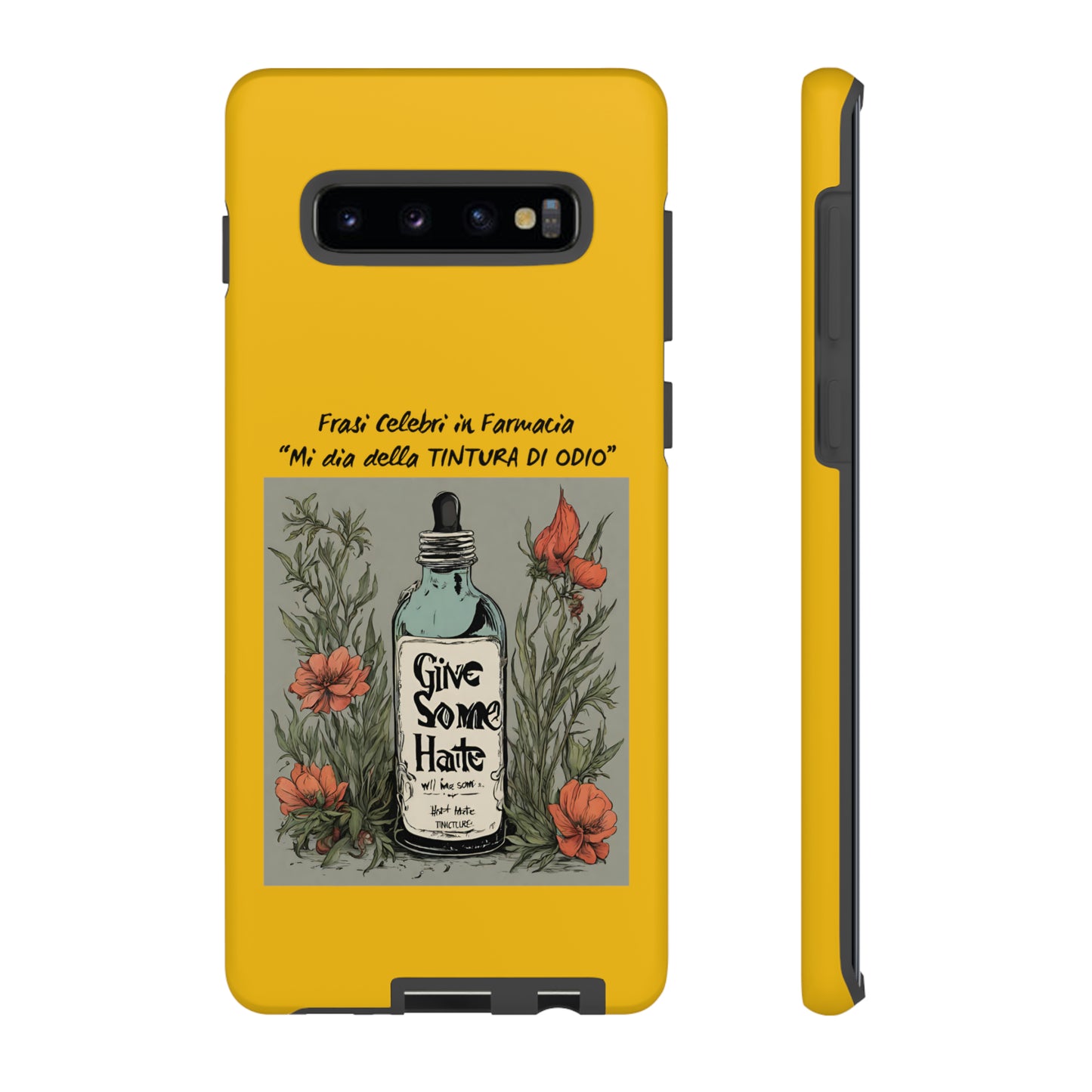 Cover iPhone/Samsung/Google Pixel "Tintura di Odio" collezione frasi celebri in farmacia