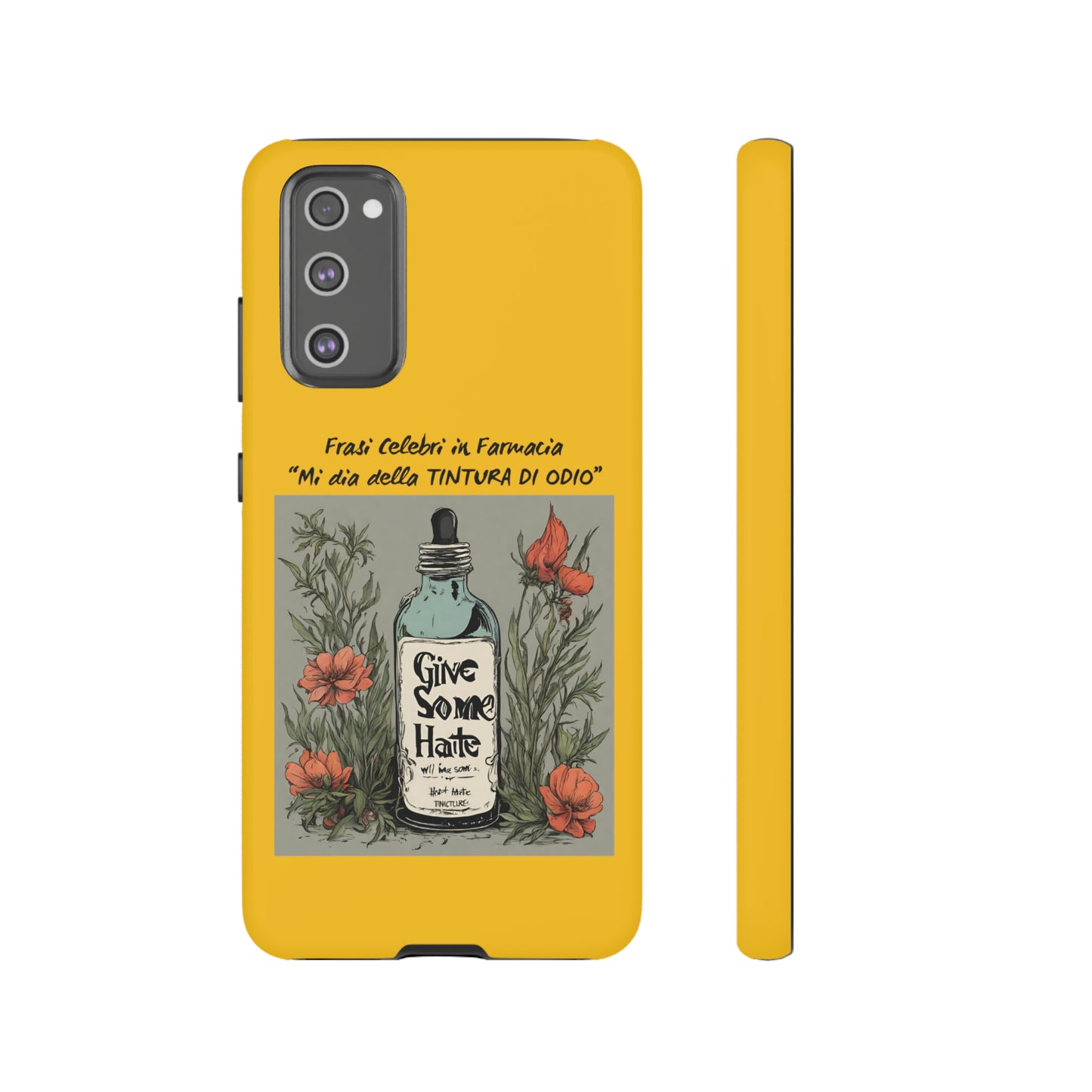 Cover iPhone/Samsung/Google Pixel "Tintura di Odio" collezione frasi celebri in farmacia