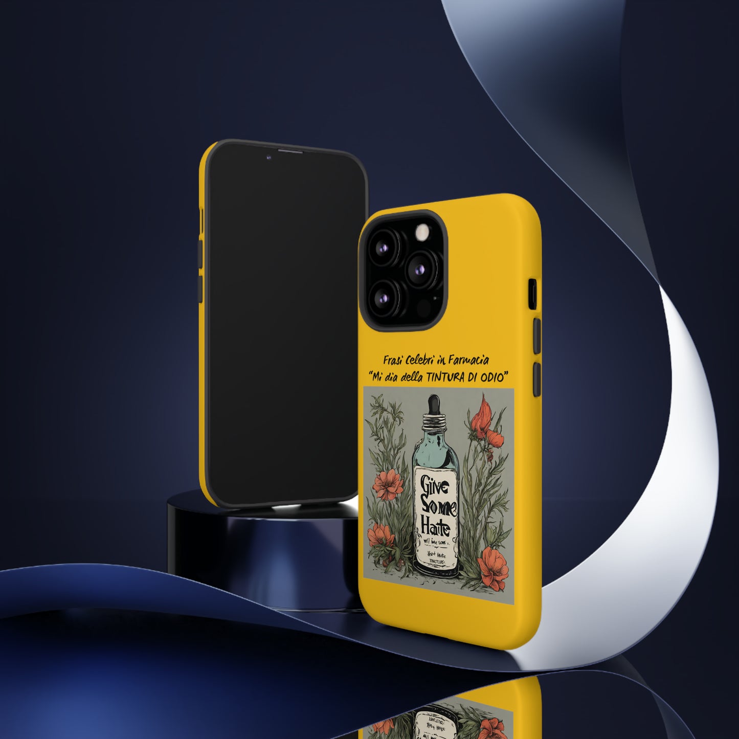 Cover iPhone/Samsung/Google Pixel "Tintura di Odio" collezione frasi celebri in farmacia